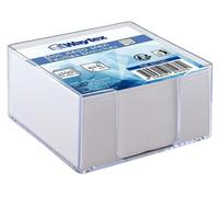 931081 : Bloc-notes "memoblok" blanc, contenant 350 feuilles de format 9 x 9 cm, avec support en plexiglas transparent