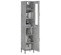 [93232]Buffet haut/Armoire haute MEUBLECHIC, commode meuble de rangement, Gris béton 34,5x34x180 cm Bois d'ingénierie,Poids:36.65 Kg