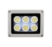 940nm IR Lumière de remplissage 6 LED étanche 15 mètres Grand angle IP66 | Boîtier en alliage d'aluminium avec verre trempé, économe en énergie 112 x 85 x 60 mm, argenté, 12 V CC