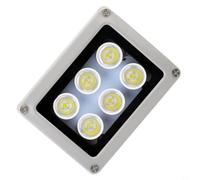 940nm IR Lumière de remplissage 6 LED étanche 15 mètres Grand angle IP66 | Boîtier en alliage d'aluminium avec verre trempé, économe en énergie 112 x 85 x 60 mm, argenté, 12 V CC