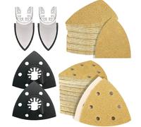 94PCS kit de de plateaux de ponçage multitool 93mm pour ponceuse delta disponible en plusieurs triangulaires grains adapté aux espaces restreints ponçage bois