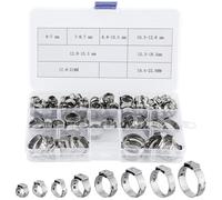 95 Pièces Collier de Serrage Inox, Collier de Serrage Tuyau avec 8 Tailles 6-22,6mm, Colliers deSerrage Métallique, Collier Tuyau à Oreille Réglable pour Tuyaux D'eau, Tubing Automobile