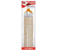 [950250-3] Pébéo Lot de 3 Pochettes de 8 Pinceaux Brosses Polyamide Doré