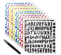 972 Pièces 12 Feuilles Chiffres Autocollants Lettres Alphabet Vinyle Stickers Lettres Alphabet Lettres Autocollantes Autocollants de Numéros Lettres pour Scrapbooking,Cartes de Vœux,Travaux Manuels