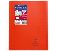 CLAIREFONTAINE Koverbook Cahier piqure 96 pages avec rabats - 240 x 320 mm - 5 x 5 papier PEFC 90 g - Rouge G