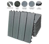 99 dalles de terrasse en WPC 30 x 30 cm 9 m² - Gris
