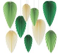 9pcs Décoration de Fête Vert, Ventilateur de Papier en Forme de Feuilles Boule Papier de Soie Guirlande pour Décorations de Mariages Fête d'anniversaire Bébé Baptême