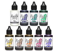 9x 30 ml Octopus Fluids Resin Ink Set DARK, Alcohol Ink pour résine époxy et UV-Resin