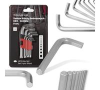 9x Clés Allen HEX 1,5-10 mm Tête HX Hexagonales Jeu De Clés Mâles Coudées Acier Etui Court Kit Réparation Vélos D'électronique Meubles Assemblage