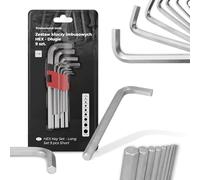 9x Clés Allen HEX 1,5-10 mm Tête HX Hexagonales Jeu De Clés Mâles Coudées Acier Etui Longue Kit Réparation Vélos D'électronique Meubles Assemblage