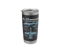 A-10 Warthog Military Jet Spec Infographie Bleu clair Gobelet isotherme en acier inoxydable double paroi