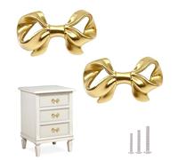 A/A Redeam Lot de 2 boutons d'armoires en laiton épais en forme de nœud pour armoire, tiroir, placard, décoration parfaite, accessoires de meubles, doré