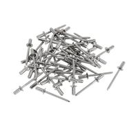 A ABSOPRO Lot de 50 rivets à tête fraisée fermée en acier inoxydable argenté 4 mm Diamètre de la poignée 10 mm Longueur de la poignée 8 mm Diamètre de la bride