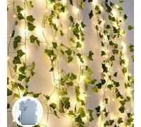 A.bigwhale Guirlande lumineuse de lierre artificiel, guirlande lumineuses d'intérieur 6m 60 LED, guirlande lumineuse à piles chambre, led feuilles décoration pour fête de mariage