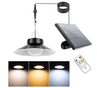 A.bigwhale Lampes Solaires Extérieur Intérieur, Lampe Solaire Extérieure Suspendue avec télécommande, 3 Couleurs étanche Eclairage Solaire pour Jardin Balcon Terrasse Garage Cour