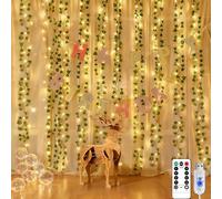 A.bigwhale Rideau Lumineux avec 10 Pièces Guirlandes Lumineuses Lierre Artificiel, 200 LED Guirlande Lumineuse Intérieur USB Lierre étanche, 8 Modes pour Chambre Mariage Fenêtre Mur Fête Noël