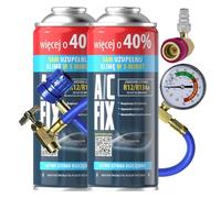 A/C FIX Remplacement du gaz Refrigerant R134a 2x235 g pour Climatisation avec Tuyau, Manom?tre et Adaptateur HP/LP pour Climatisation -Recharge climatisation Voiture - ECO