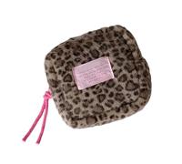 à cosmétiques en Peluche léopard, Portable pour Femmes, Plusieurs Compartiments, pour Serviettes hygiéniques, Accessoire de Mode, à cosmétiques Portable
