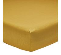 Drap Housse Fines Rayures en Bambou, 160 x 200 cm, Écorce, Moutarde, Jaune