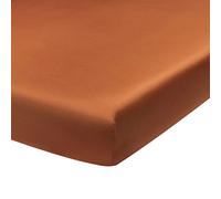 A demain Drap housse en Satin de coton - 90 x 190 cm - Marron speculoos