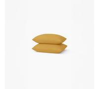 a demain - Lot de 2 taies d’Oreiller Unies en Percale de Coton Bio, Les Essentiels - 65 x 65 cm - Jaune Ocre - Percale de Coton Bio - 80 Fils/cm² - Entretien Facile