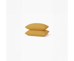a demain - Lot de 2 taies d’Oreiller Unies en Percale de Coton Bio, Les Essentiels - 65 x 65 cm - Jaune Ocre - Percale de Coton Bio - 80 Fils/cm² - Entretien Facile
