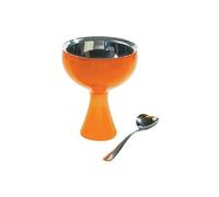A DI ALESSI AMMI01S O BIG LOVE SET COMPOSE D'UNE COUPE A GLACE EN ACIER INOXYDABLE 18/10 ET RESINE THERMOPLASTIQUE ORANGE