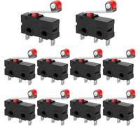 A-DIGISHUO Lot de 10 micro-interrupteurs KW12-3 AC 250 V 5 A SPDT 1NO 1NC Interrupteur de fin de course normalement ouvert et fermé avec bras à levier à rouleau Noir (10 pièces KW12-3)