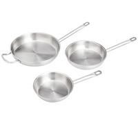 A. Ensemble de poêles de base, en acier inoxydable, avec revêtement en aluminium, compatibles avec le four, et lavables au lave-vaisselle