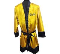 A&M Express Peignoir de boxe en satin jaune pour homme - Manches longues avec ceinture personnalisable, jaune, XL