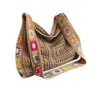 à Main en Crochet - à bandoulière pour Femme, de Plage au Crochet, Grande Pochette bohème légère Faite à la Main, Sacs fourre-Tout tissés pour la Natation, Le Bateau, Les Vacances, Les voy