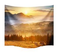A.Monamour Champ De Terre Montagnes De La Nature Des Forêts Coucher De Soleil Photo Panoramique Numérique Imprimé Mur De Tapisserie Suspendue Tapisserie Murale Salon Dortoir Chambre Décoration
