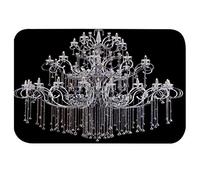 A.Monamour Lustre en Cristal Baroque 3D Modèle Noir Fond Doux Flanelle Absorbante Microfibre Tapis De Bain Antidérapants Tapis De Sol Tapis De Passage Runner Tapis De Salle De Bain 40x60cm