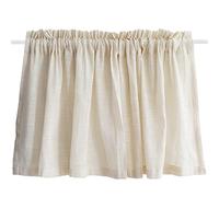A.Monamour Rideau de Cuisine Court pour Petit Fenêtre - Coton et Lin Beige Uni Transparent Brise-bise à étages - Panneaux Cantonnières Demi Rideau pour Bistro Café