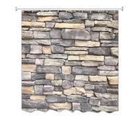 A.Monamour Rideaux de Douche Roches Pierres Brique Mur Texture Arrière-Plans 100% Polyester Tissu Rideau De Douche Ensemble avec des Crochets, Pas Besoin De Doublure 180x200 cm