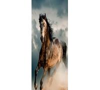 A.Monamour Sticker Porte Autocollant Poster De Porte 3D Cheval Étalon Sauvage Dans Le Thème Des Animaux De Poussière Vinyle Affiche De Porte Sticker Mural Papier Peint Art Décor 85 x 200 cm