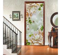 A.Monamour Sticker Porte Autocollant Poster De Porte 3D Fleurs Et Papillons Vinyle Affiche De Porte Sticker Mural Papier Peint Art Décor 85 x 215 cm