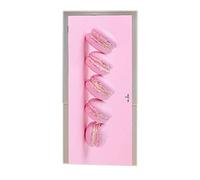 A.Monamour Sticker Porte Autocollant Poster de Porte 3D Macarons Roses Sur Fond Rose Pastel Vinyle Affiche de Porte Sticker Mural Papier Peint Art Décor 90 x 200 cm