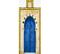 A.Monamour Sticker Porte Autocollant Poster De Porte 3D Porte Bleue Traditionnelle avec Ornement À Sidi BOU Dit Tunisie Vinyle Affiche De Porte Sticker Mural Papier Peint Art Décor 85 x 200 cm