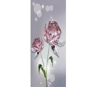 A.Monamour Sticker Porte Autocollant Poster De Porte 3D Rose Brillant Roses Fleurs Art Abstrait Moderne Vinyle Affiche De Porte Sticker Mural Papier Peint Art Décor 77x200cm