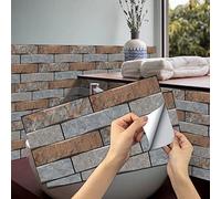 A.Monamour Stickers Carrelage Autocollants 3D Motif Imitation Pierre Brique Effet Imperméable Carrelage Adhésif PVC Décoration Murale pour Crédence de Cuisine Salle de Bain 15cmx30cm