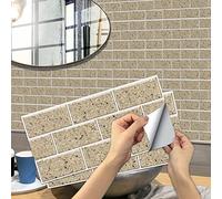 A.Monamour Stickers Carrelage Autocollants 3D Motif Marbre Pierre Brique Imperméable Carrelage Adhésif PVC Décoration Murale pour Crédence de Cuisine Salle de Bain 15cmx30cm