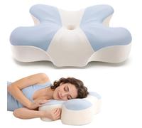 A-Pce Oreiller Ergonomique Cervical pour Soulager Les Douleurs, Oreiller Mémoire de Forme avec Housse Amovible, pour Les Personnes Dormant sur Le Côté, sur Le Dos ou sur Le Ventre, Bleu