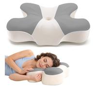 A-Pce Oreiller Ergonomique Cervical pour Soulager Les Douleurs, Oreiller Mémoire de Forme avec Housse Amovible, pour Les Personnes Dormant sur Le Côté, sur Le Dos ou sur Le Ventre, Gris