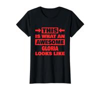 À Quoi Ressemble Une Gloria géniale Nom drôle de Gloria T-Shirt Graphique avec Valeur, Femme, Noir, XL