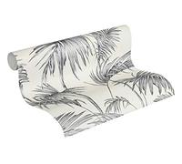 Livingwalls Palmentapete Metropolitan Stories papier peint tropical Lola Paris papier peint intissé gris argenté blanc 10,05 m x 0,53 m