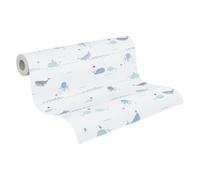 A.S. Création 381301 Little Love Papier peint sans PVC pour chambre d'enfant Motif animaux sous-marins Bleu/gris/blanc/vert/rouge satiné
