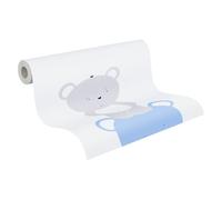 A.S. Création 381361 Little Love Papier peint sans PVC pour chambre d'enfant Motif oursons Bleu/gris/blanc satiné