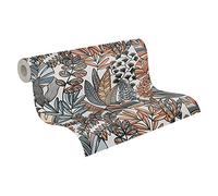 A.S. Création Papier peint intissé Antigua 390952 floral blanc/noir/orange/bleu 10,05 x 0,53 m