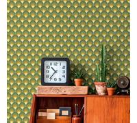 A.S. Création 395381-Papier peint intissé style rétro années 70 Vert Jaune Marron Beige 8,50 m x 0,53 m